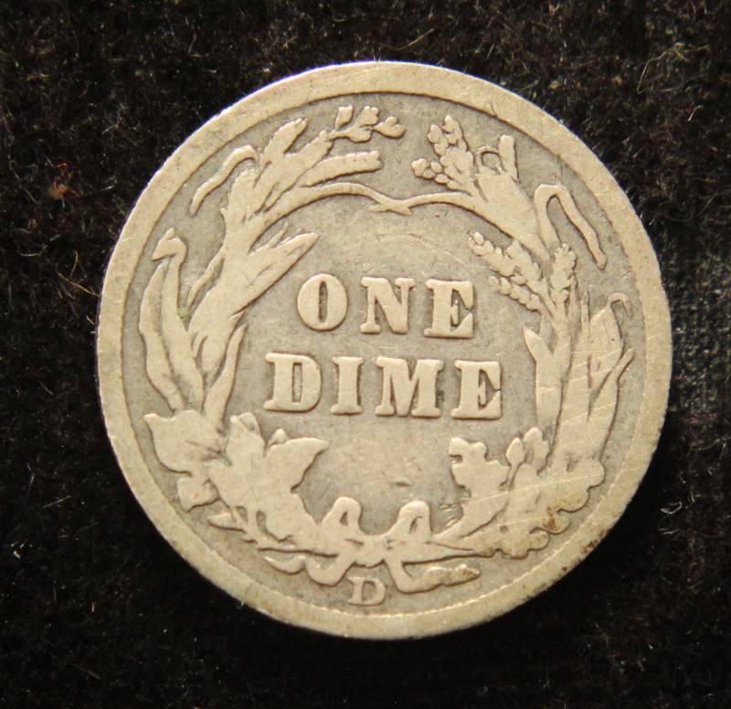 lot 39 image: 1908-D BARBER SILVER DIME