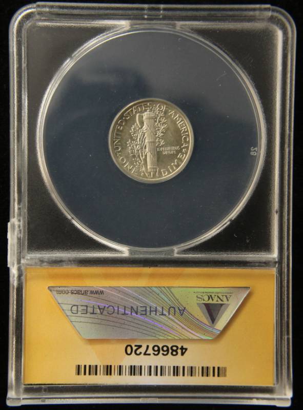 lot 41 image: 1940-S MERCURY SILVER DIME MS64FSB ANACS FULL SPLIT BANDS