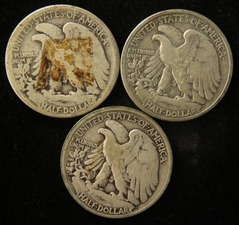 lot 59 image: (3) WALKING LIBERTY SILVER HALF DOLLARS 1920 1920-D 1920-S