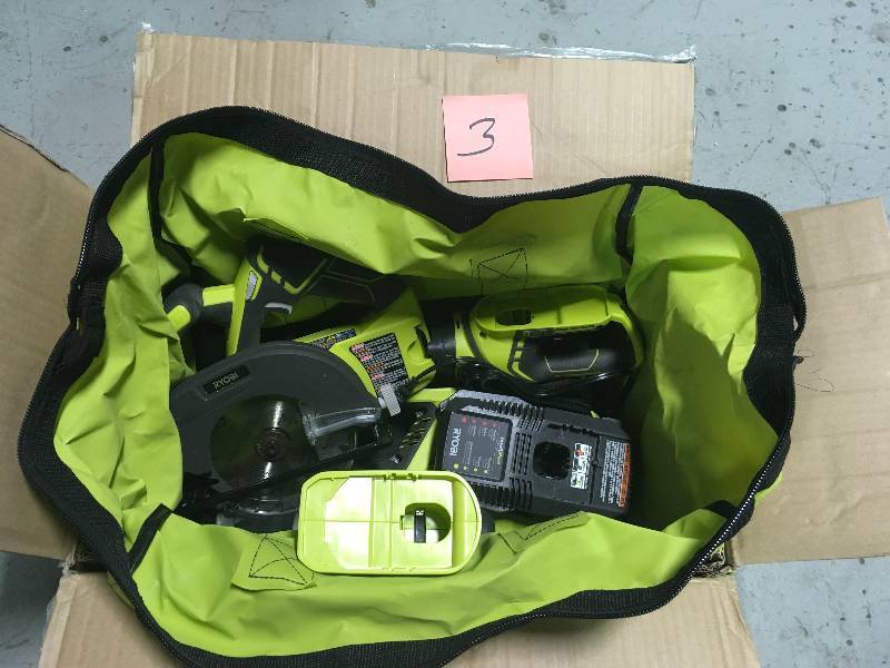 lot 3 image: Ryobi 18-Volt ONE Lithium-Ion Cordless Super Combo Kit (4-Piece) Used  in working conditions
