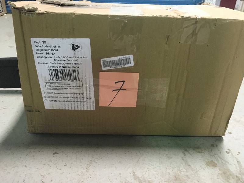 lot 7 image: Ryobi ONE 10 in. 18-Volt Lithium-Ion Cordless Chainsaw - Battery and Charger Not Included in Good Condition