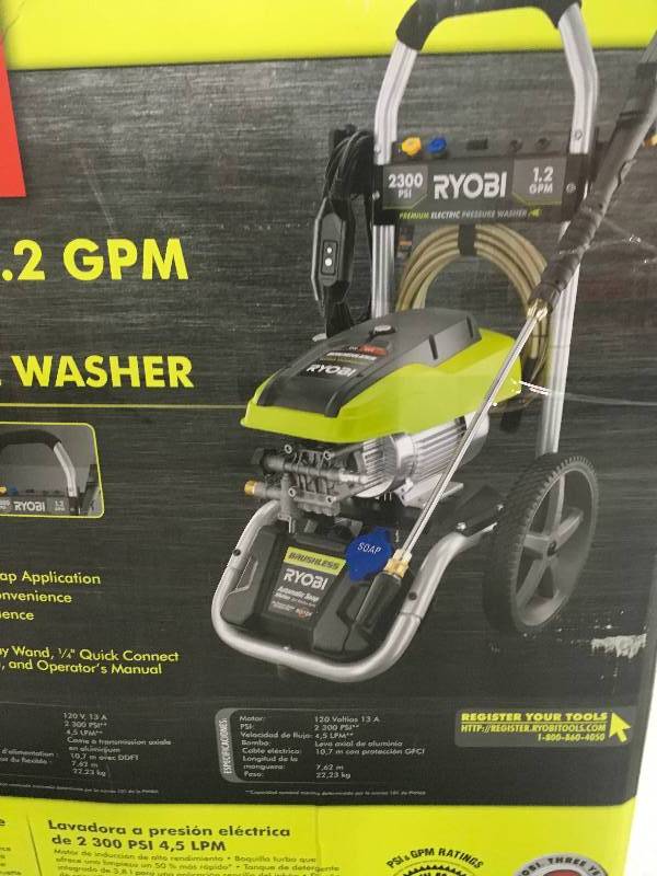 lot 10 image: Ryobi 2,300 PSI 1.2 GPM High Performance Electric Pressure Washer in working Condition