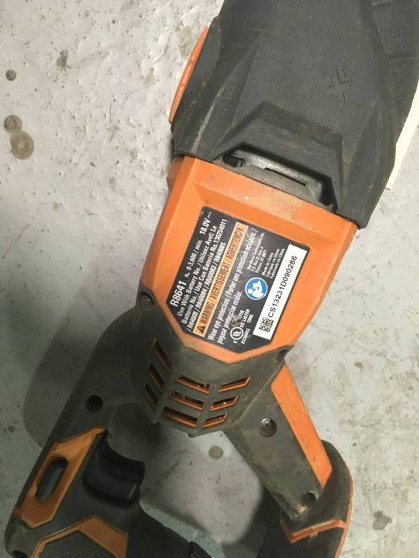 lot 18 image: Ridgid 18-Volt Cordless Orbital Reciprocating Saw Console (Tool Only) used In working condition