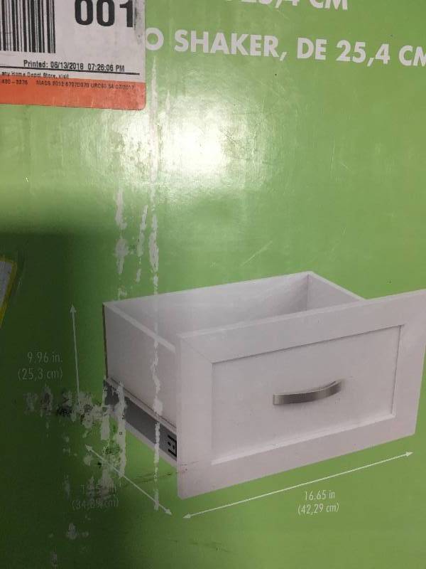 lot 26 image: ClosetMaid Style 10 in. H x 17 in. W White Melamine Shaker Drawer Kit for 17 in. W Tower in good Condition lot of 3