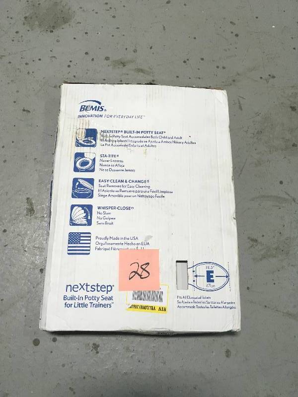 lot 28 image: Bemis NextStep Childrens Elongated Closed Front Toilet Seat in White in Good Condition
