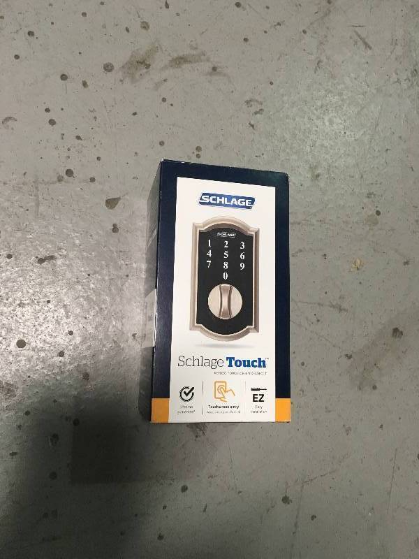 lot 33 image: Schlage Camelot Satin Nickel Touch Electronic Deadbolt in Good Condition