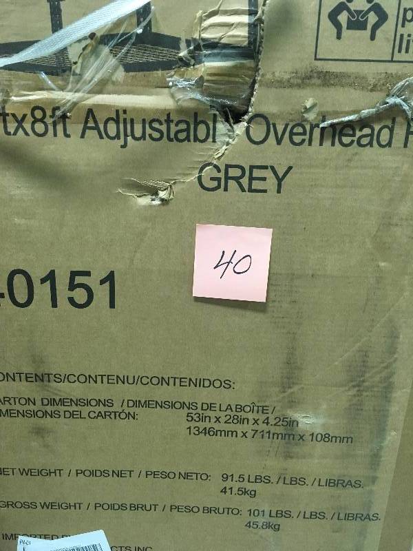 lot 40 image: New Age Performance 96 in. L x 48 in. W x 42 in. H Adjustable VersaRac Ceiling Storage Rack in Gray in Good Condition