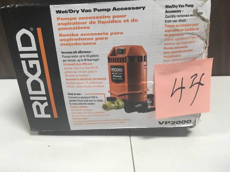 lot 44 image: Ridgid Quick Connect Pump Accessory for RIDGID Wet Dry Vacs in Good Condition