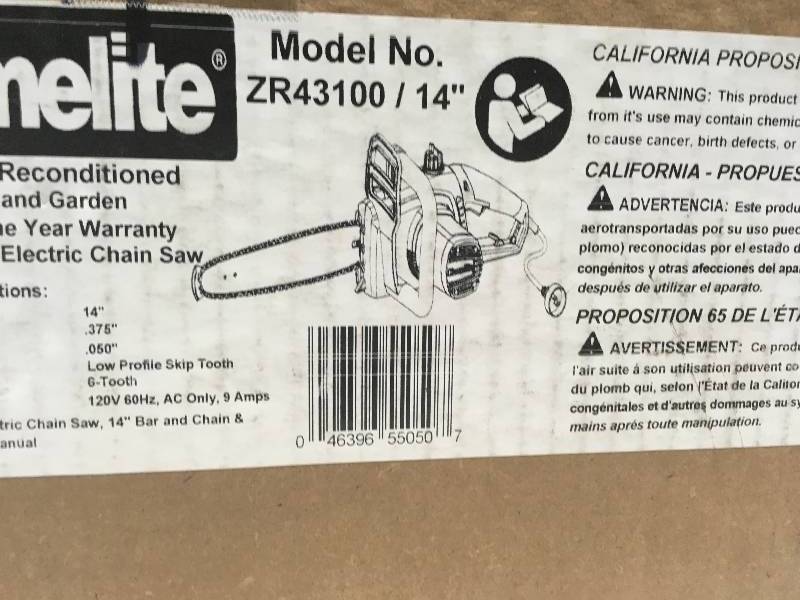 lot 62 image: Homelite Reconditioned 14 in. 9 Amp Electric Chainsaw in Good Condition