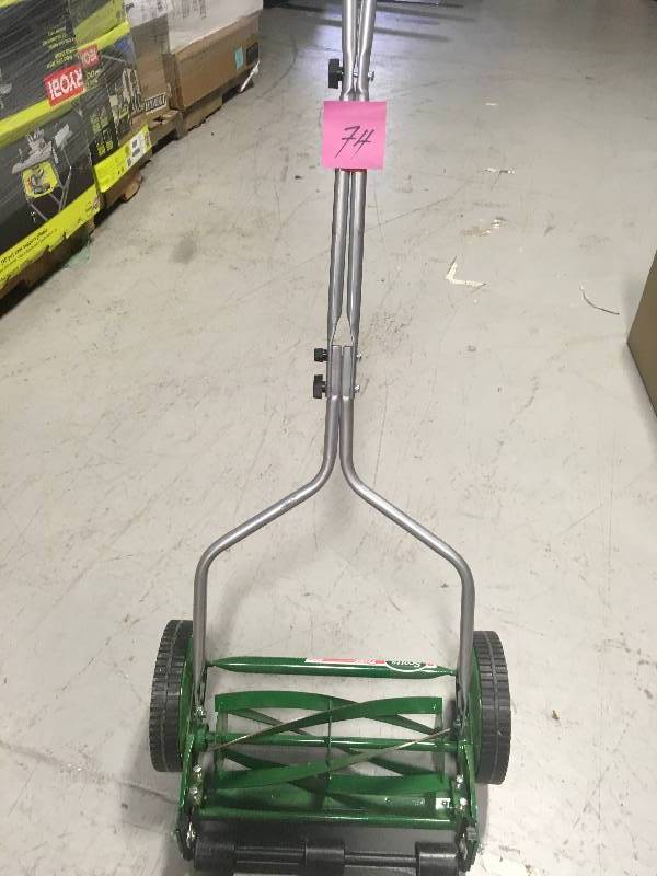 lot 74 image: Scotts 14 in. 5-Blade Manual Walk Behind Reel Mower in  working  Condition