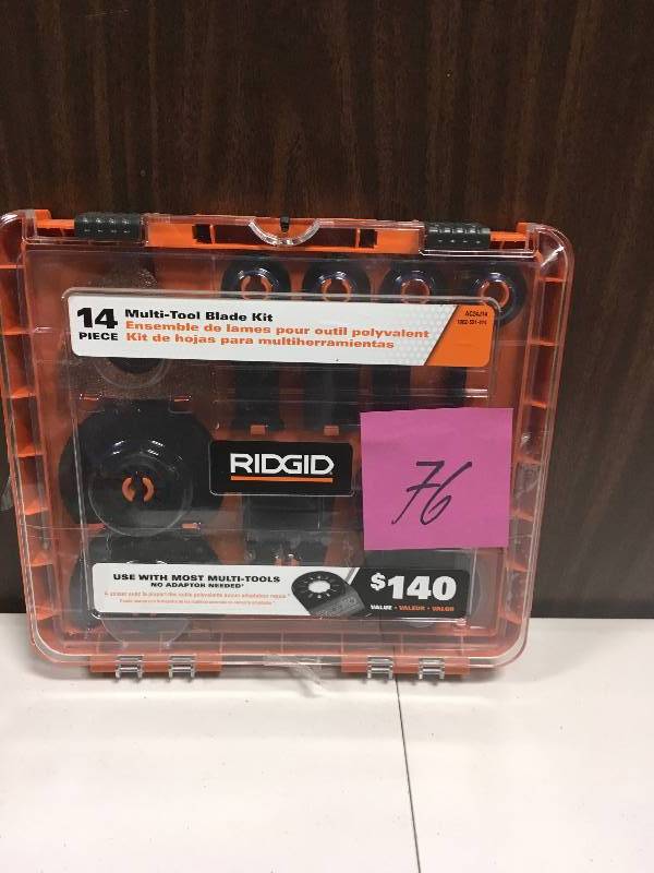 lot 76 image: Ridgid Multi-Tool Blade Kit (14-Piece) in Good Condition