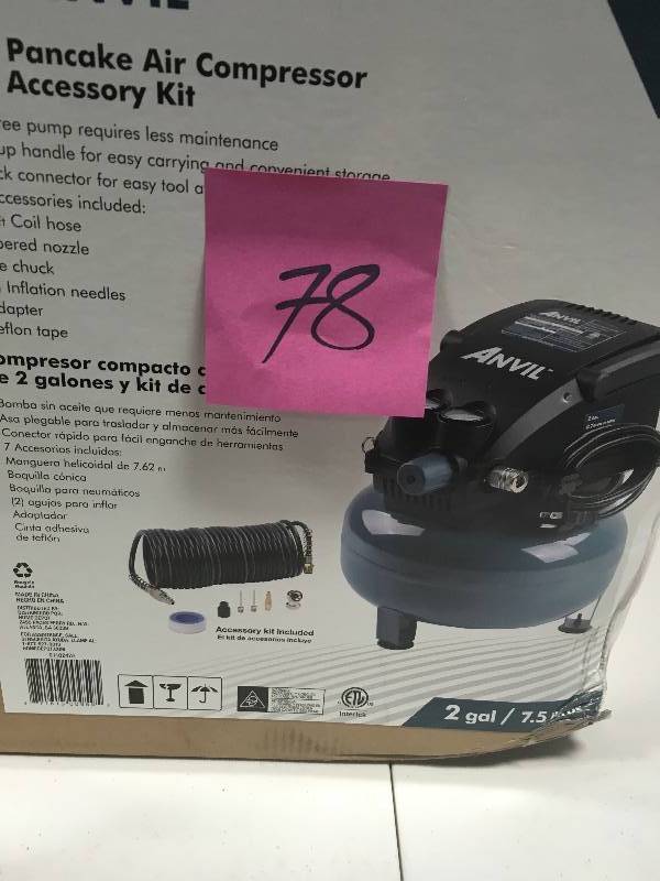 lot 78 image: Anvil 2G Pancake Air Compressor with 7-Pieces Accessories Kit in working conditions