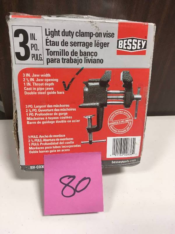 lot 80 image: Bessey 3 in. Clamp-On Vise in Good Condition