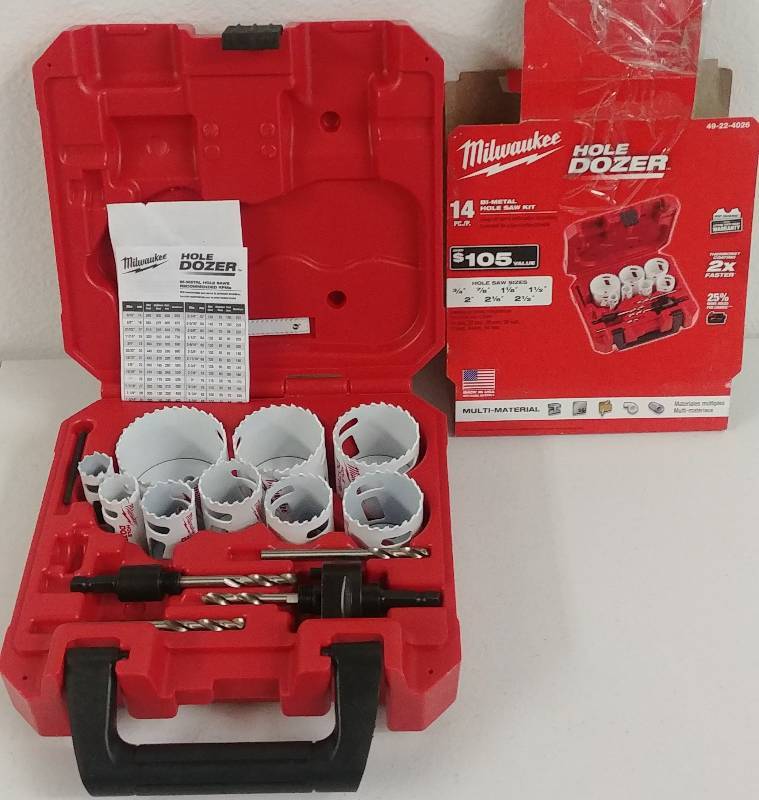 lot 48 image: Milwaukee 14pc Bi-Metal Hole Saw Kit