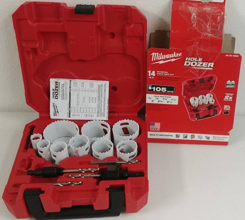 lot 50 image: Milwaukee 14pc Bi-Metal Hole Saw Kit