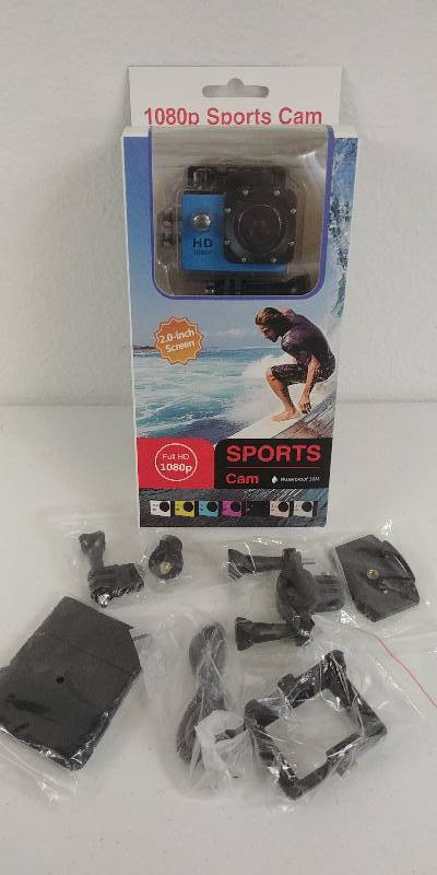 lot 81 image: Blue GoPro style Sports Cam, 1080p, Waterproof, with Kit