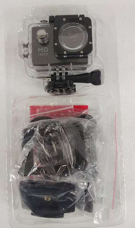 lot 82 image: Black GoPro style Sports Cam, 1080p, Waterproof, with Kit