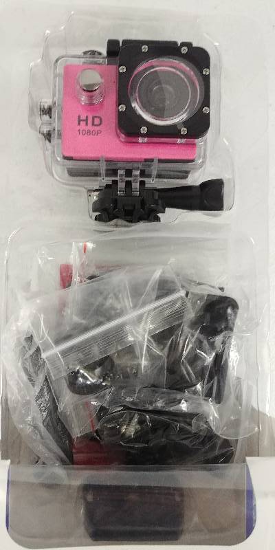 lot 84 image: Pink GoPro style Sports Cam, 1080p, Waterproof, with Kit