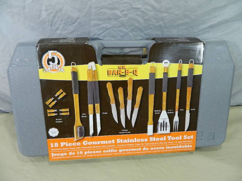 lot 16 image: New Mr Bar-B-Que 18 Piece Gourmet Stainless Steel Toolset