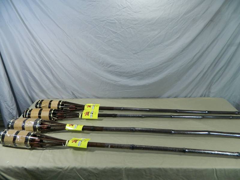 lot 58 image: 4 New Fullsized Easy Pour Wide Mouth Tiki Torches