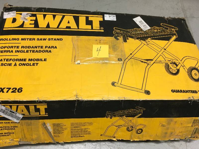 lot 4 image: DEWALT 32-12 in. x 60 in. Rolling Miter Saw Stand open box item not used