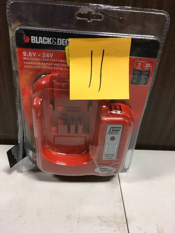 lot 11 image: BATTERY CHARGER 9.6V-24V, Black Decker BDCCN24 open pkg not used