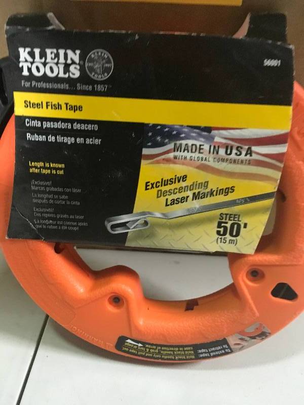 lot 34 image: Klein Tools Depth Finder fish tape 50 not used