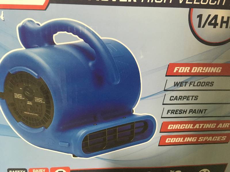 lot 35 image: VP-25 B-Air 14 HP Air Mover for Water Damage Restoration Carpet Dryer Floor Blower Fan Home and Plumbing Use, Blue open box not used
