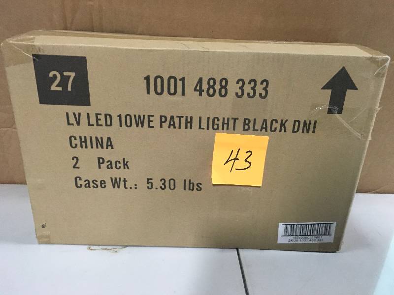 lot 43 image: Hampton Bay Low-Voltage Black Outdoor Integrated LED Landscape Path Light with Shade Details lot of 2 new