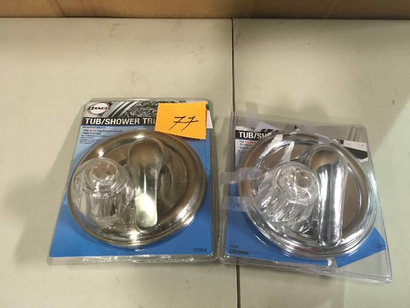 lot 77 image: Lot of 2 Danco Single-Handle Valve Trim Kit for Delta TubShower in Brushed Nickel (Valve Not Included) open pkg not used
