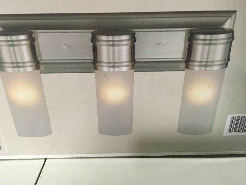 lot 97 image: Hampton Bay Charenton 3-Light Vanity Fixture Brushed Nickel new