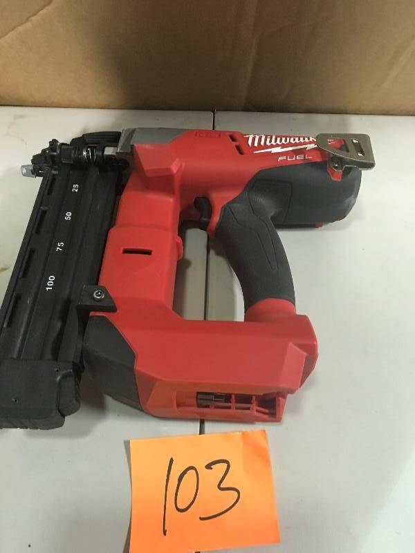 lot 103 image: Milwaukee 2740-20 M18 FUEL Cordless Lithium-Ion 18-Gauge Brushless Brad Nailer (Bare Tool) not able to test as is