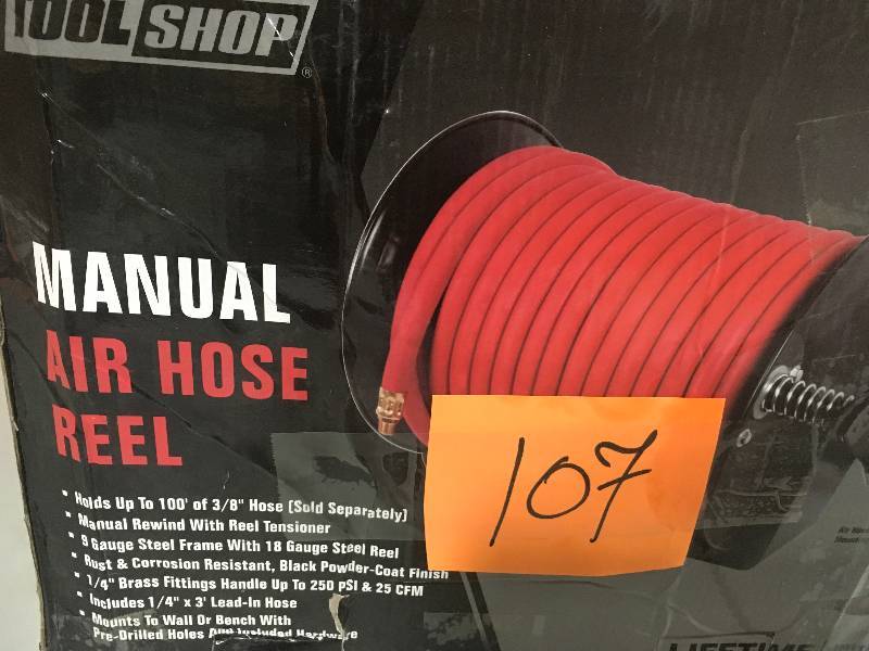 lot 107 image: Manual Air Hose Reel open box