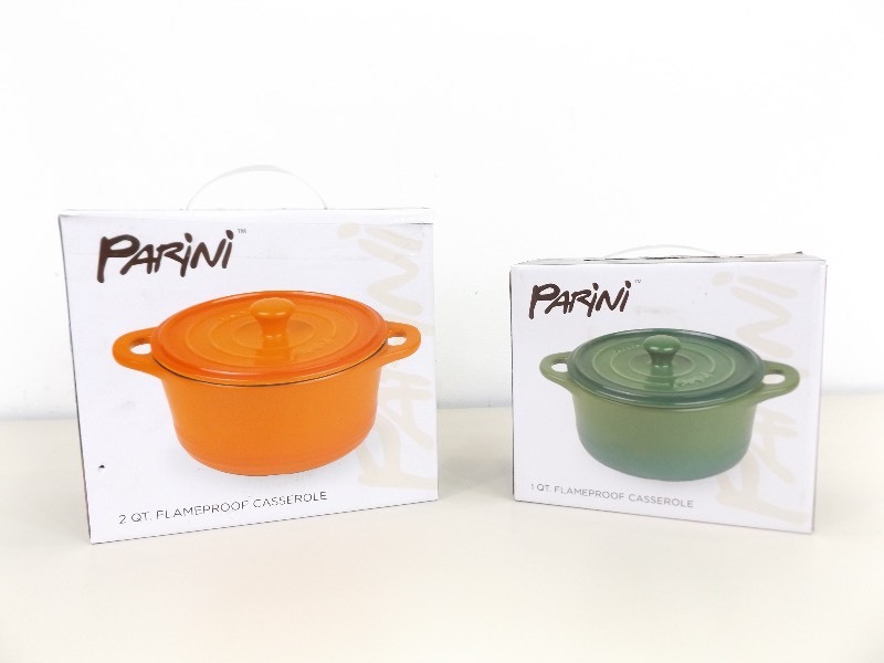 lot 13 image: 2 New in Box Parini Flameproof Casserole Dishes