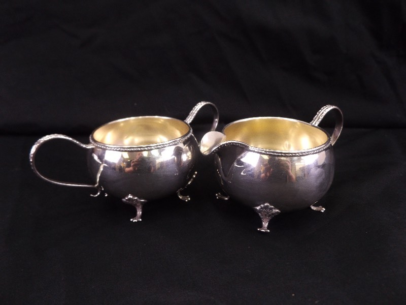 lot 10 image: Vintage NSco Sterling Silver Cream and Sugar Bowls