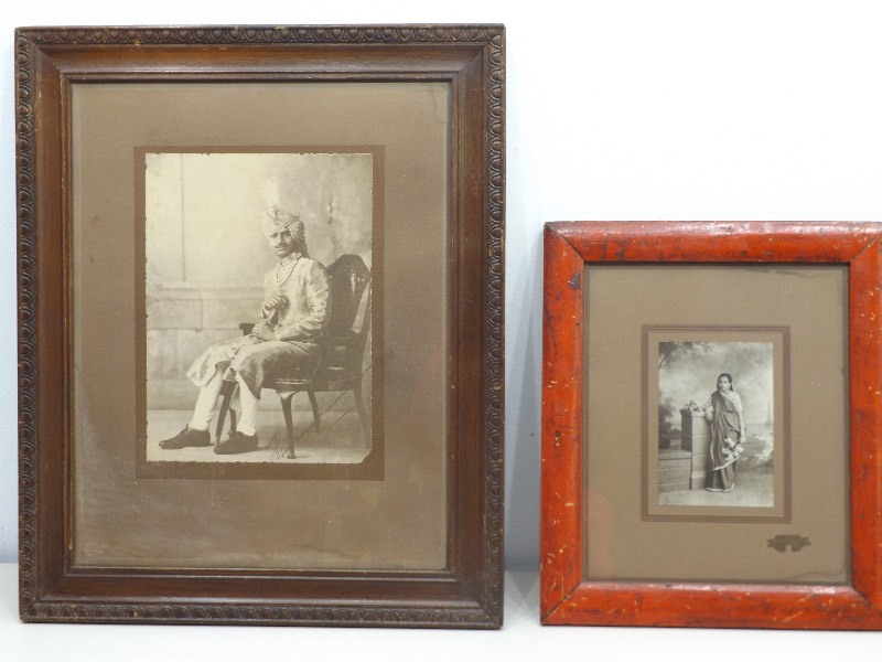 lot 32 image: 2 AntiqueVintage Framed Photos of IndiaIndian Royalty