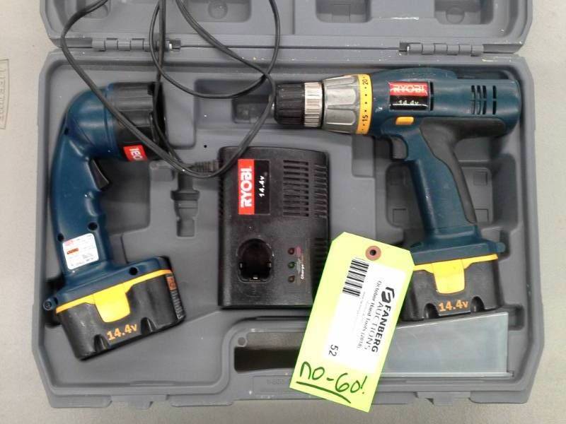 lot 52 image: Ryobi Drill and Light Combo - Needs Repair