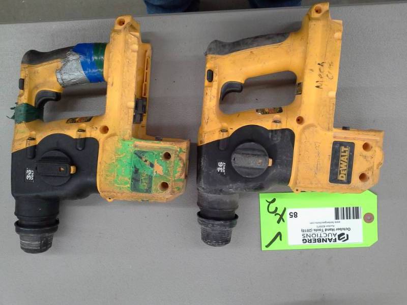 lot 85 image: Pair of DeWalt DC223 24V SDS Hammer Drills