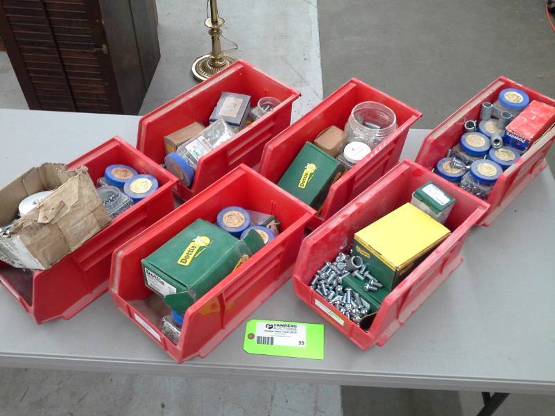 lot 99 image: Set of 6 Plastic Bins with Contents