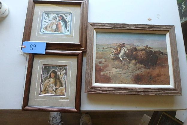 lot 89 image: (3) Native Prints