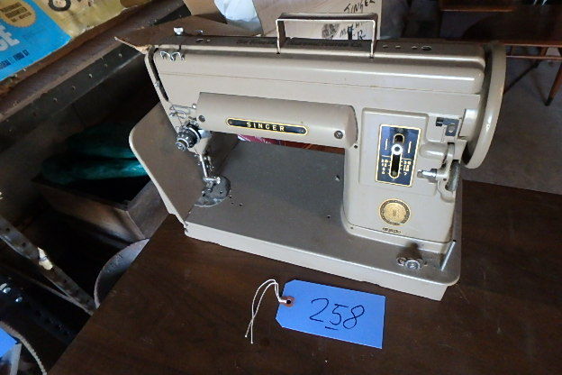 lot 258 image: Singer, Table, Bench, Attachments