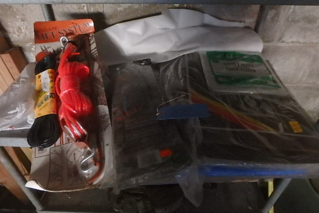lot 330 image: Tarps, Drop Cloths, Game Lift, Rolls of Plastic