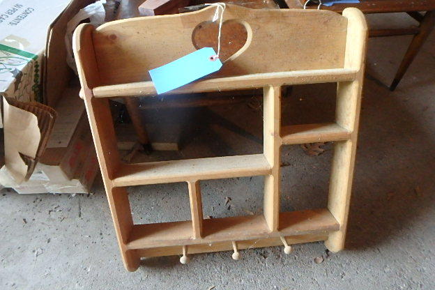 lot 345 image: Two Wooden Shelves, Two Plastic Displat Boxes