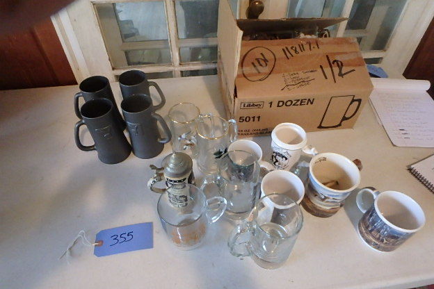 lot 355 image: Playboy Mugs, cartoon Glasses
