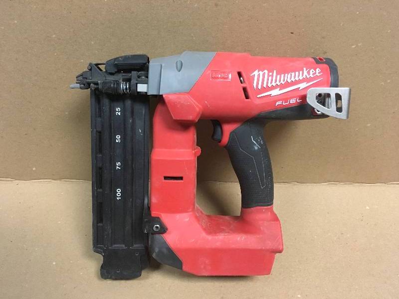 lot 5 image: Milwaukee M18 FUEL 18-Volt Lithium-Ion Brushless Cordless 18-Gauge Brad Nailer (Tool Only) not able to test as is