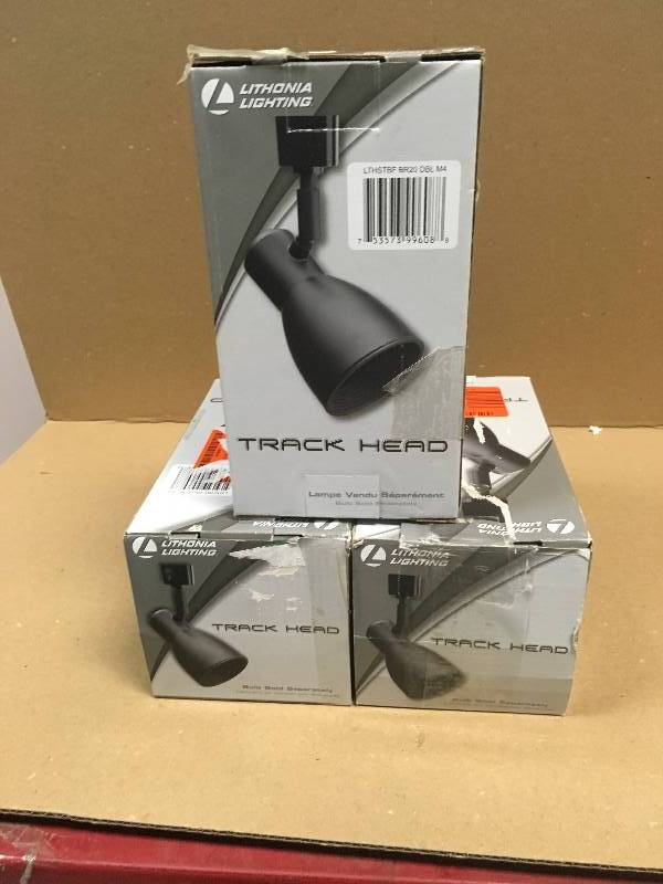 lot 27 image: Lithonia Lightning Baffle 1-Light Black Track Lighting set of 3 New