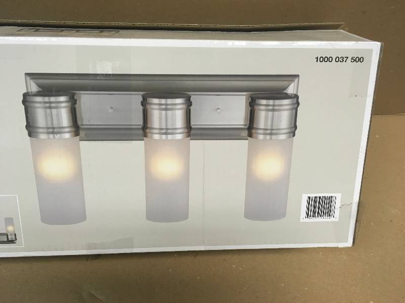 lot 29 image: Hampton Bay Charenton 3-Light Vanity Fixture Brushed Nickel new