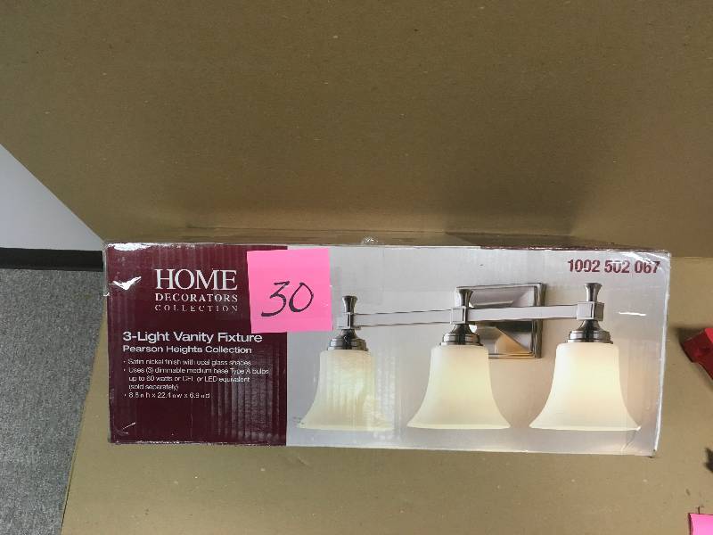 lot 30 image: Home Decorators 3 Light Vanity Fixture new