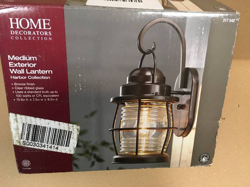 lot 37 image: Home Decorators Medium Exterior Wall Lantern not used