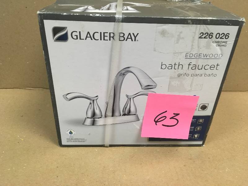 lot 63 image: Glacier Bay Edgewood 4 in. Centerset 2-Handle High-Arc Bathroom Faucet in Chrome new